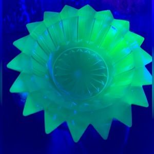 Cobalt Blue Vaseline Glass Votive Candle Holder (very rare) Vintage~Antique